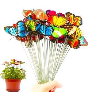 20 Butterfly Garden Plant Stakes Yard Deco Waterproof Patio Ornaments Colorful